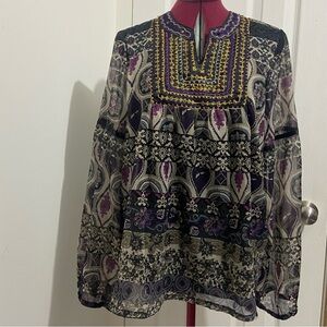Coupe’ Collection women floral sheer lined long sleeves tunic. Size S. Used.